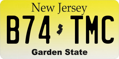 NJ license plate B74TMC