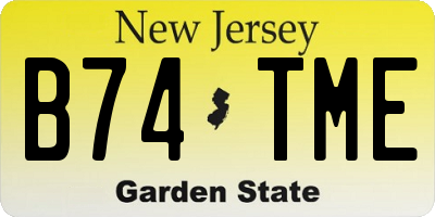 NJ license plate B74TME