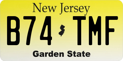 NJ license plate B74TMF
