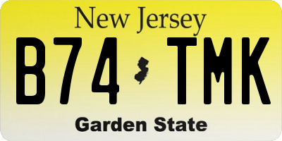 NJ license plate B74TMK