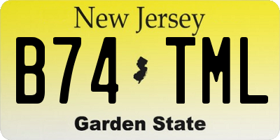 NJ license plate B74TML