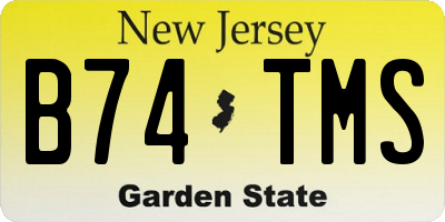 NJ license plate B74TMS