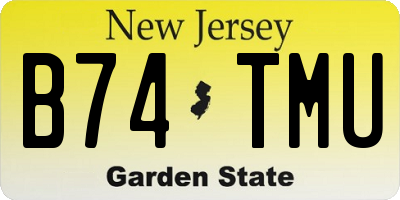 NJ license plate B74TMU