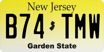 NJ license plate B74TMW