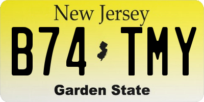 NJ license plate B74TMY