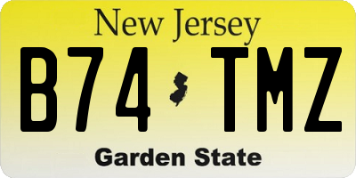 NJ license plate B74TMZ