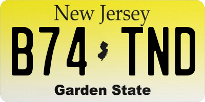 NJ license plate B74TND