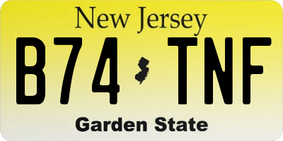 NJ license plate B74TNF
