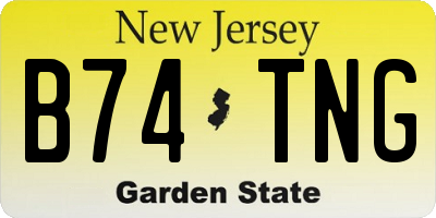 NJ license plate B74TNG