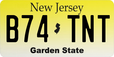 NJ license plate B74TNT