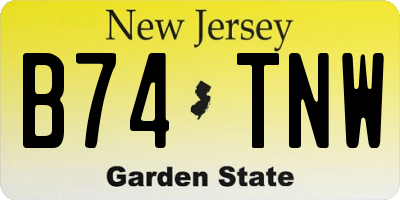 NJ license plate B74TNW