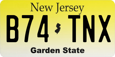 NJ license plate B74TNX