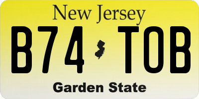 NJ license plate B74TOB
