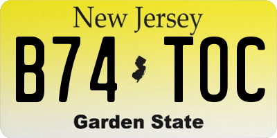 NJ license plate B74TOC