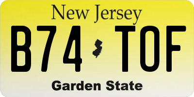 NJ license plate B74TOF