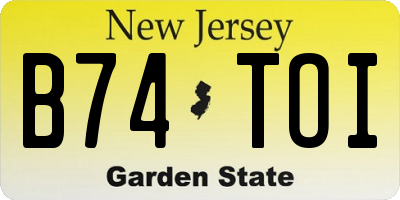 NJ license plate B74TOI