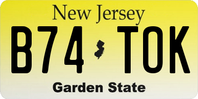 NJ license plate B74TOK