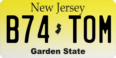 NJ license plate B74TOM
