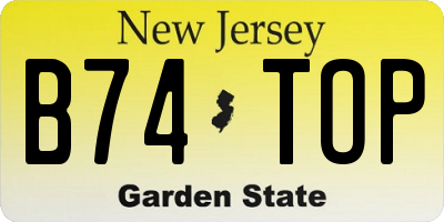 NJ license plate B74TOP