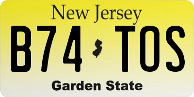 NJ license plate B74TOS
