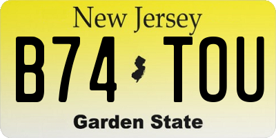 NJ license plate B74TOU