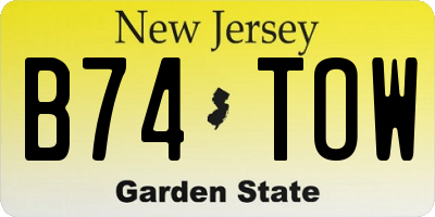 NJ license plate B74TOW