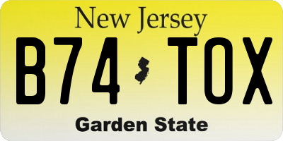 NJ license plate B74TOX