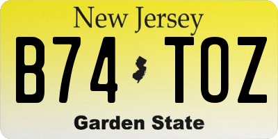 NJ license plate B74TOZ