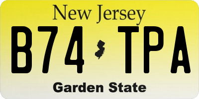 NJ license plate B74TPA