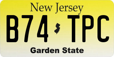 NJ license plate B74TPC