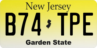 NJ license plate B74TPE