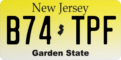 NJ license plate B74TPF