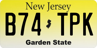 NJ license plate B74TPK
