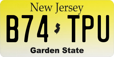 NJ license plate B74TPU