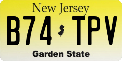 NJ license plate B74TPV