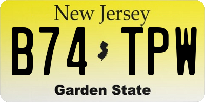NJ license plate B74TPW