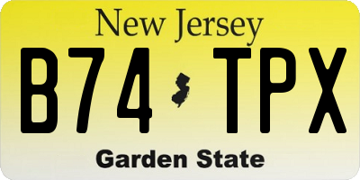 NJ license plate B74TPX
