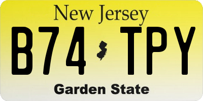 NJ license plate B74TPY