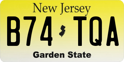 NJ license plate B74TQA