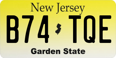 NJ license plate B74TQE