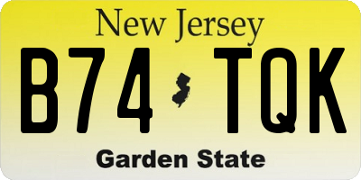 NJ license plate B74TQK