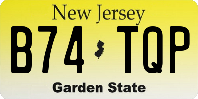 NJ license plate B74TQP