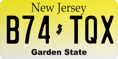 NJ license plate B74TQX