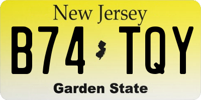 NJ license plate B74TQY