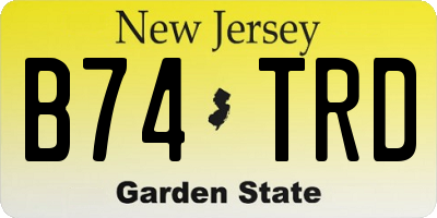 NJ license plate B74TRD