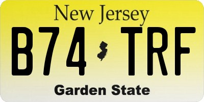 NJ license plate B74TRF