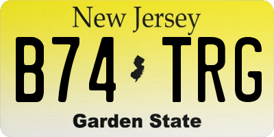 NJ license plate B74TRG