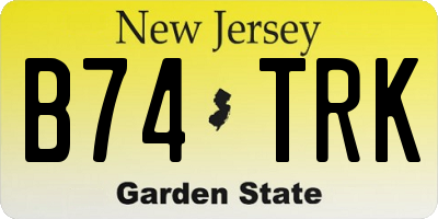NJ license plate B74TRK