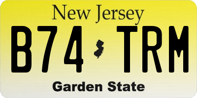 NJ license plate B74TRM
