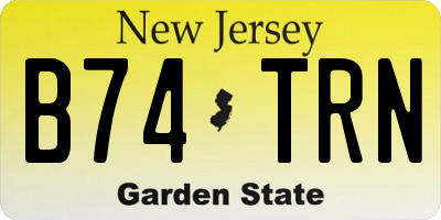 NJ license plate B74TRN